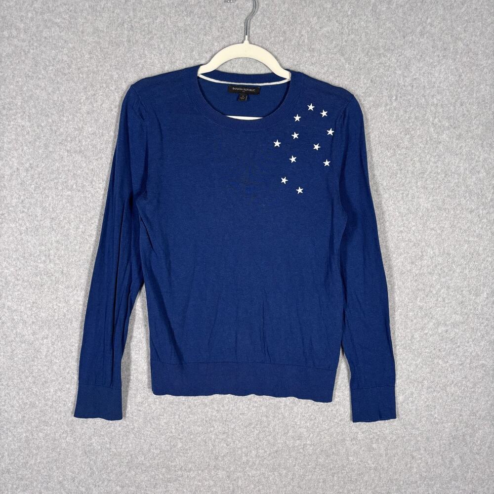Banana Republic Sweater Small Star Embroidered Academia Twee Soft Cute Career